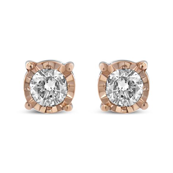 Haus of Brilliance Jewelry - 10K Two-Tone Yellow & White Gold 0.40 Cttw Diamond Miracle-Set Earrings